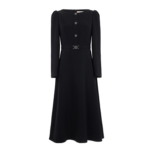 朗姿/MOJO AVENUE莫佐2025新款优雅气质船领连衣裙女士秋冬职场通