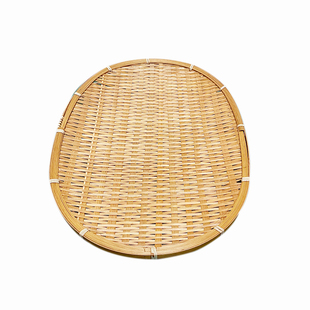 手工竹编制品幼儿园装饰摆件 农家竹篮收纳筐 编织圆簸箕水果篮筐