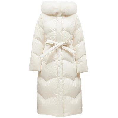 ONLY毛领收腰显瘦长款羽绒服