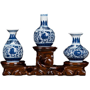 景德镇陶瓷仿古青花瓷迷你小号花瓶博古架装饰小摆件水培客厅插花