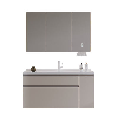 奶油日式大收纳浴室柜组合