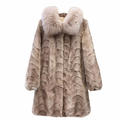 海宁中长款水貂毛貂皮大衣