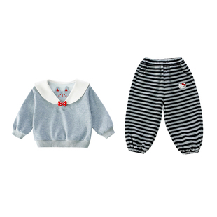 女童春装套装2026新款小童巨好看儿童衣服女宝宝春秋季卫衣两件套