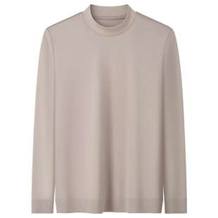 春季商务休闲男士半高领长袖T恤简约百搭高端打底衫莫代尔上衣服