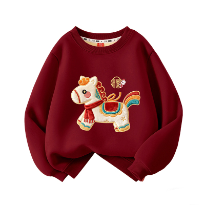 巴布豆亲子装冬装2026新款红色