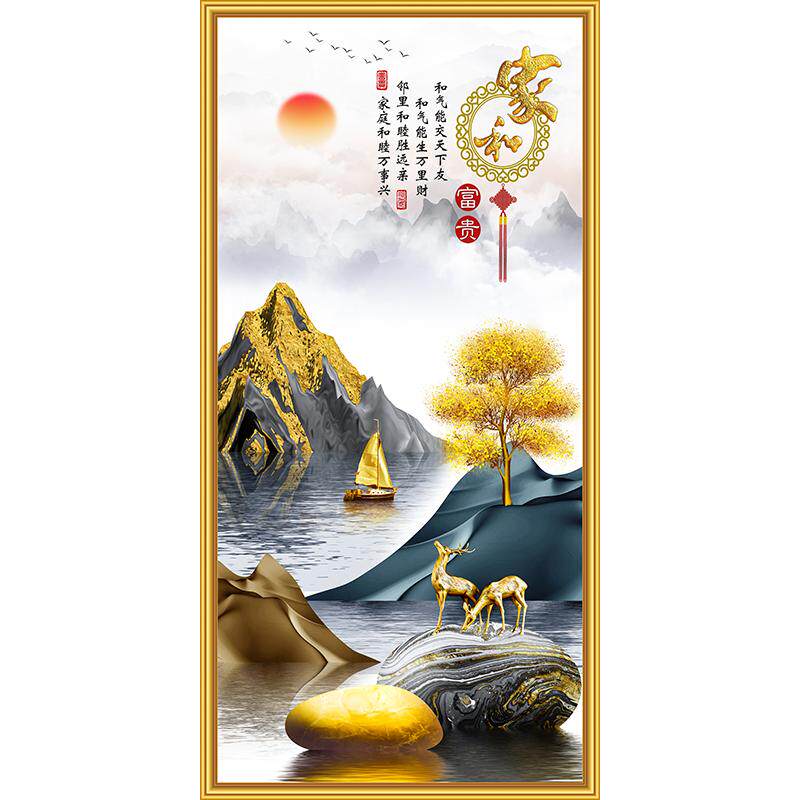 玄关装饰画入户正对门自粘贴画墙贴2026新款走廊过道竖款墙画壁画