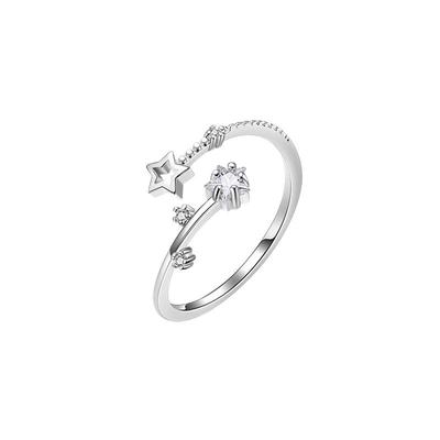 S999纯银小星愿戒指送女友礼物