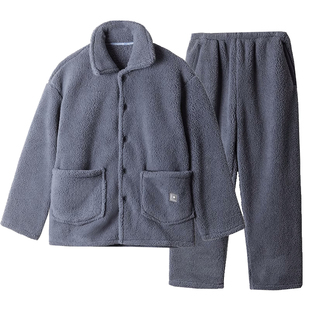 珊瑚绒睡衣男士冬季加厚加绒男款法兰绒新款加肥加大家居服秋冬款