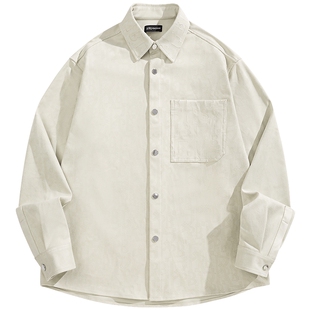 【商场同款】太平鸟男装 仿麂皮衬衫秋季时尚衬衣B1CHF3322