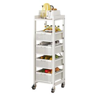 厨房蔬菜置物架多功能落地多层小推车抽拉放菜篮子可移动收纳架窄