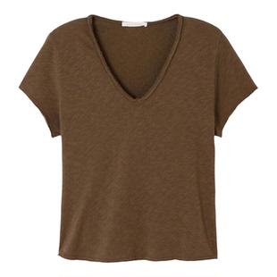 american vintage LOOKNOW26春季新品多色V领短袖