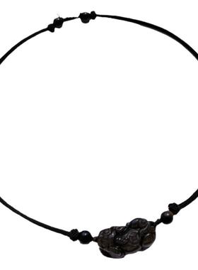 黑曜石项链情侣一对定情信物水晶貔貅吊坠男生日礼物原创设计网红