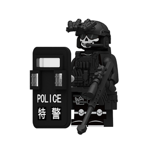 中国积木军事人仔盾牌特种兵武器拼装小人偶士兵儿童玩具男孩拼图
