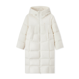 陈都灵同款x森马羽绒服女连帽中长款冬季白色小个子女款外套防水