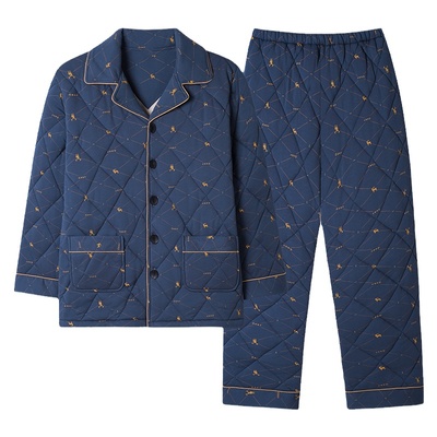 浪莎三层加厚夹棉睡衣男冬季