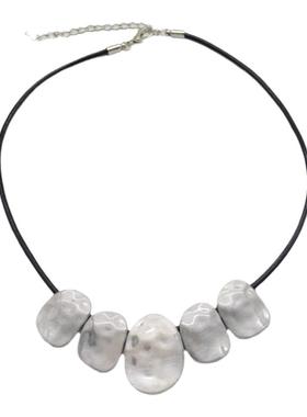 几何金属拉丝片片项链