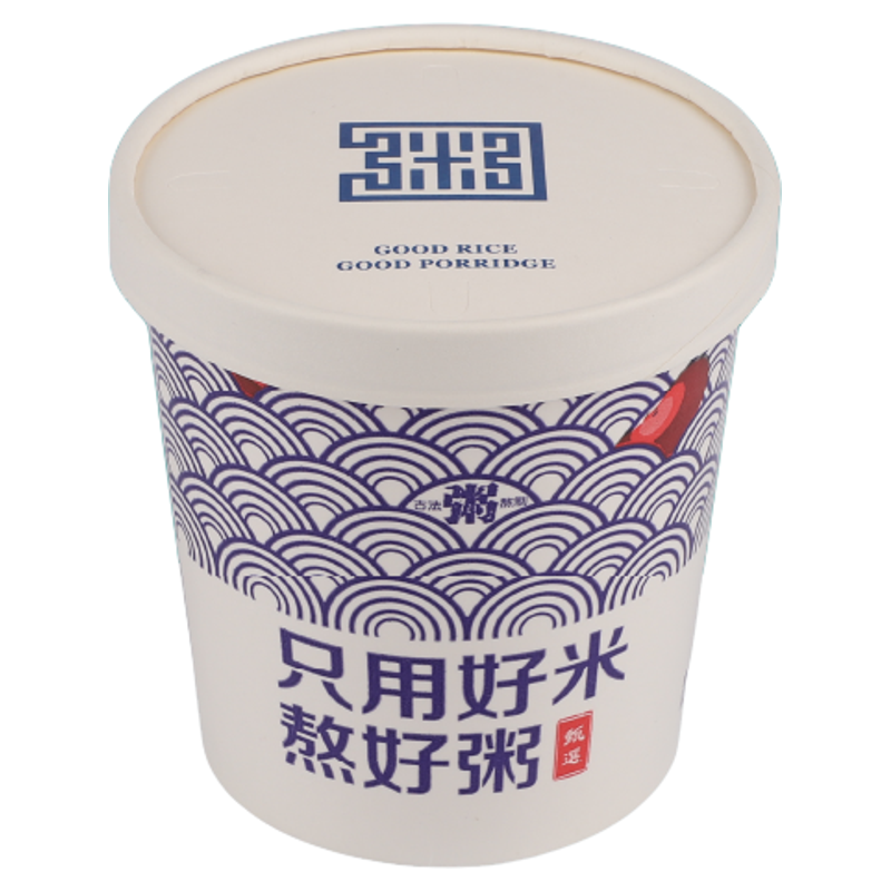 16oz一次性牛皮纸加厚粥桶圆形