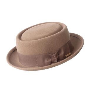 秋冬新款欧美卷边羊毛礼帽时尚街拍穿搭男女驼色毡帽帽子百搭高雅