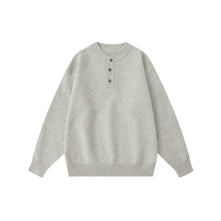 Dream made 老钱风亨利领毛衣男秋冬季内搭慵懒风针织衫男生上衣