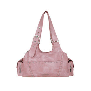 ILLIGO 26春复古铆钉机车包大容量单肩手提包袋韩国代购