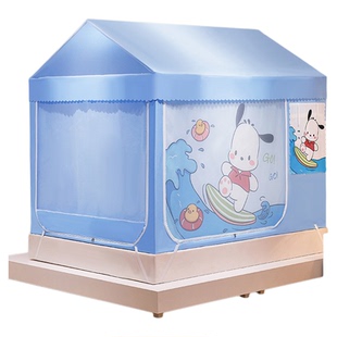 儿童尖顶小房子遮光床帘全封闭蚊帐男孩床棚罩帐篷全包型135*200