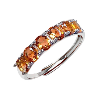 【梦幻水晶】天然黄水晶戒指女925镀银镶嵌宝石排戒简约招财好运