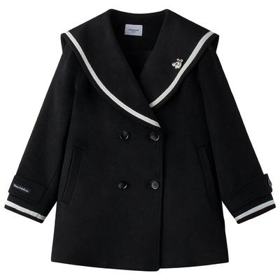 女童学院风羊毛大衣中长外套