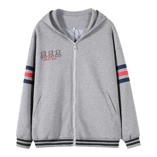 初中生少女冬装开衫卫衣连帽短外套宽松休闲高中学生棒球服上衣潮
