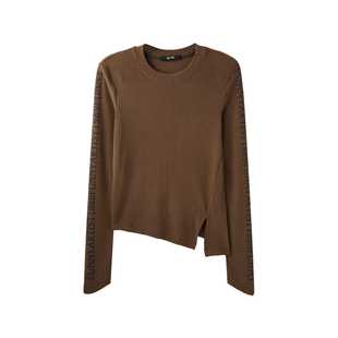 U/TI军绿色不规则设计感打底衫女装百搭修身上衣尤缇时尚冬季新款