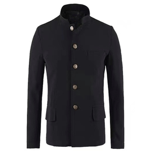 张艺兴同款春秋中山装夹克气质男青年修身中国风立领西服黑色外套