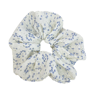 温温柔柔~温柔蓝色碎花大肠发圈女高级感大号丸子头发绳头绳发饰