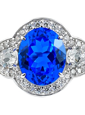 蓝小妖培育尖晶石925银戒指