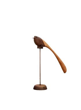 创意黑胡桃实木磁吸小鸟摆件