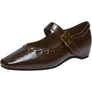 【蔷薇绽放】百思图26春新款通勤玛丽珍鞋红色女浅口单鞋F1512AQ6