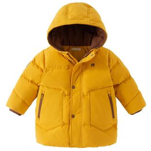 戴维贝拉儿童中长款羽绒服2026冬装新款男童厚款三防加绒工装外套
