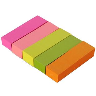 得力迷你长条便利贴韩国ins可爱便签书签贴纸荧光条形学生用创意彩色小条分类索引粘性强手写自粘小号长方形