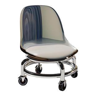 小凳子家用万向轮旋转矮凳滑轮移动板凳2025新款客厅带轮靠背椅子