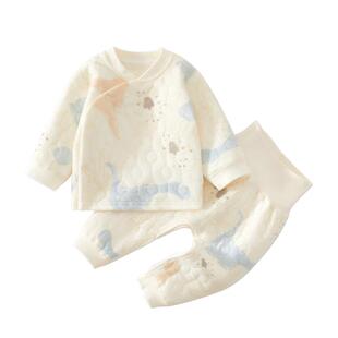 婴儿衣服春季夹棉套装分体保暖春天婴幼儿宝宝春装秋衣纯棉a类6男