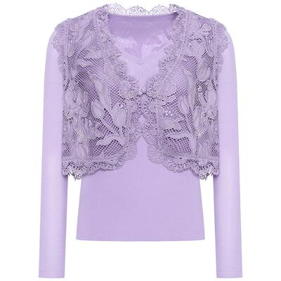 GEGINA吉吉娜女装V领绣花优雅蕾丝背心新中式两件式上衣商场同款