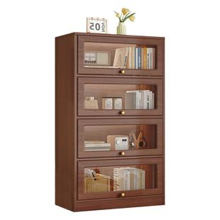 实木飘窗柜阳台储物上翻玻璃门窗台收纳柜家用多层书柜置物落地柜