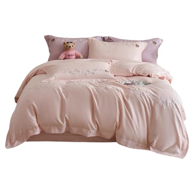 TW高端臻丝棉刺绣粉色婚嫁四件套