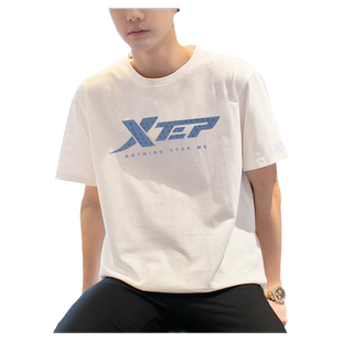 特步短袖t恤男夏季男装正品宽松男士运动服透气打底衫圆领T恤上衣