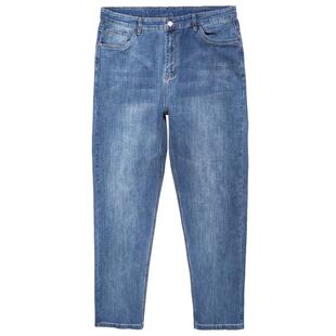 春季宽松牛仔裤男加肥加大码胖子肥佬直筒运动春季休闲弹力长裤子