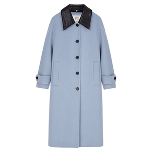 商场同款HPLY荷比俪2025冬新款绵羊毛落肩双面呢大衣外套