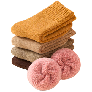 女童羊毛袜儿童秋冬季加厚保暖厚袜子男童宝宝冬款羊绒中筒毛圈袜