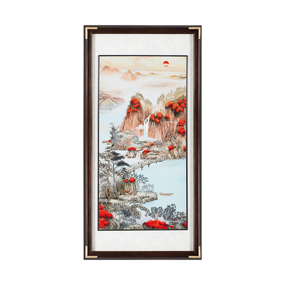 旭日东升竖版手工铜板铜雕装饰画