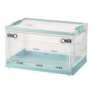 透明收纳箱三开门书箱学生宿舍可叠加书本折叠箱家用书籍整理箱