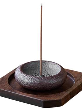 画续创意牡丹花开线香插座室内禅意茶道小香炉茶桌陶瓷香薰炉摆件