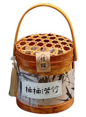 2026新款中秋节月饼包装盒绿豆糕礼盒手提竹篮子伴手礼品空盒中式