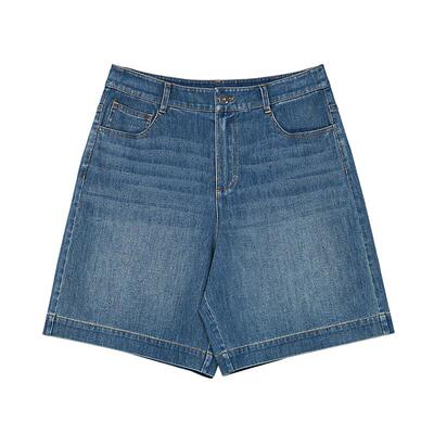 易菲丹宁蓝水洗短裤牛仔裤